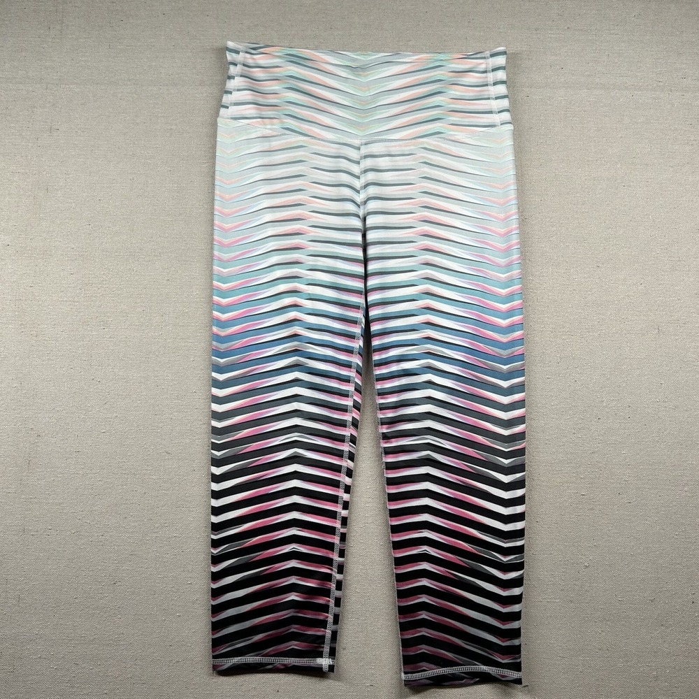Athleta Pants Womens M Yoga Tights Capri Crop Geometric Stretchy Gym Workout